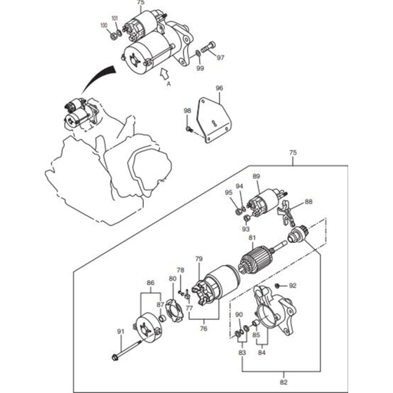 Starting Motor Assembly for Makita G4300IS Generators