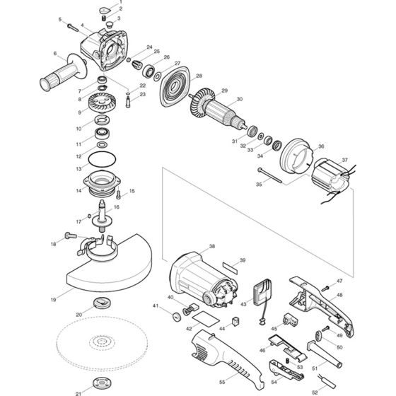 Main Assembly for Makita GA9010C Angle Grinder