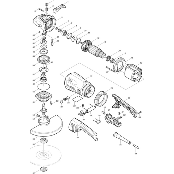 Main Assembly for Makita GA9040S Angle Grinder