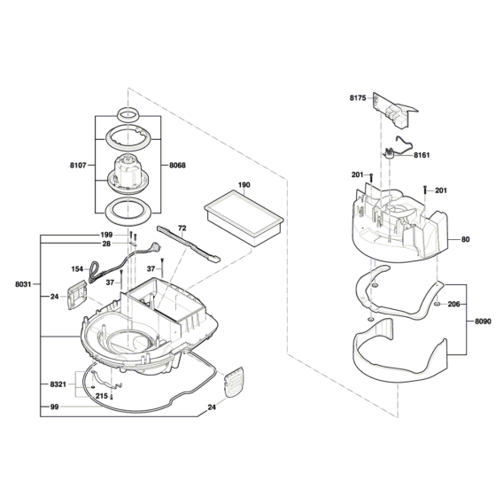 Wet/ Dry Extractor Assembly-2 for Bosch GAS 35 L SFC