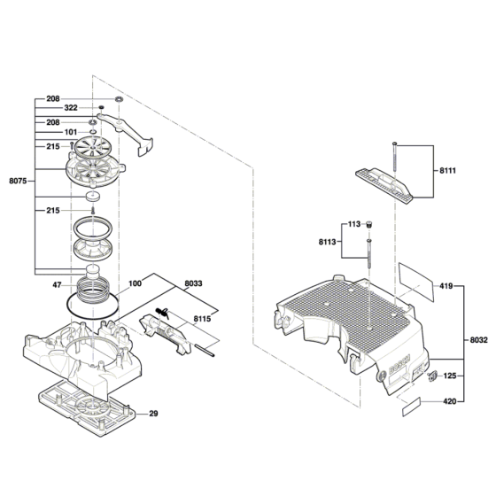 Wet/ Dry Extractor Assembly-3 for Bosch GAS 35 L SFC