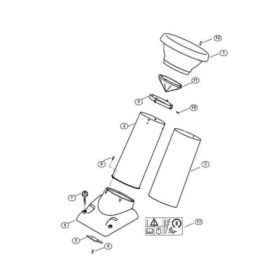 Funnel GB 37 S Assembly  for Stihl/ Viking GB 370 S Petrol Shredder