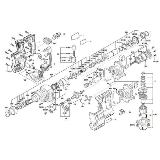 Cordless Rotary Hammer with SDS Plus Assembly for Bosch GBH 18V-26