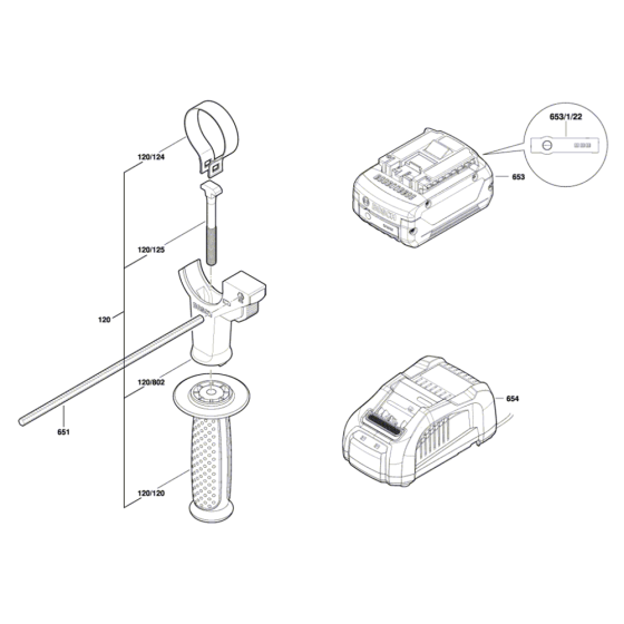 Cordless Rotary Hammer with SDS Plus Assembly for Bosch GBH 18V-26 F