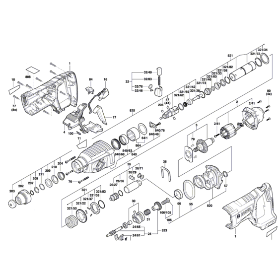 Cordless Rotary Hammer with SDS Plus Assembly for Bosch GBH 18V-26D