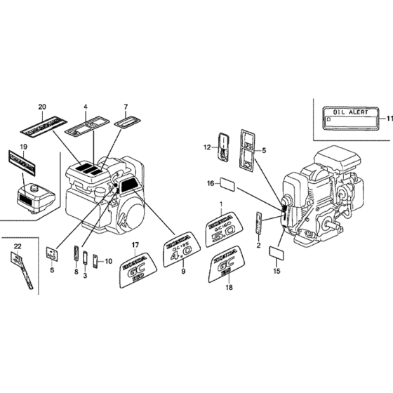 Label Assembly for Honda GC135E (GCAAE) Engine