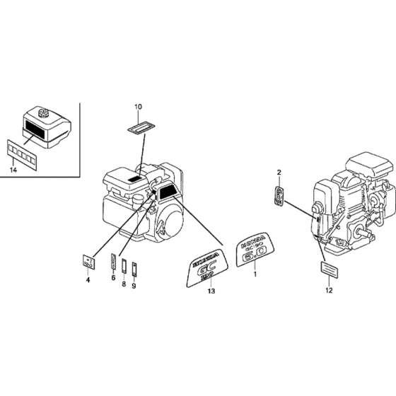 Label Assembly for Honda GC190A (GCAAA) Engine