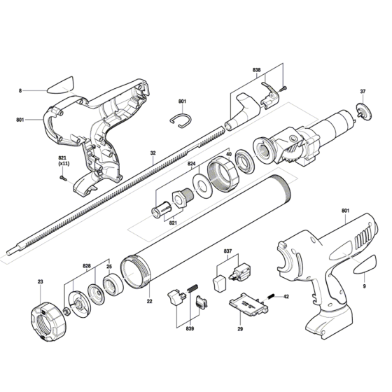 Cordless Caulking Gun Assembly for Bosch GCG 18V-600