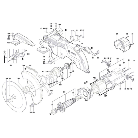 Slide Mitre Saw Assembly for Bosch GCM 8 SJL - Diagram 1