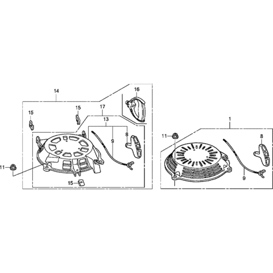 Recoil Starter Assembly for Honda GCV160E (GJAAE) Engines