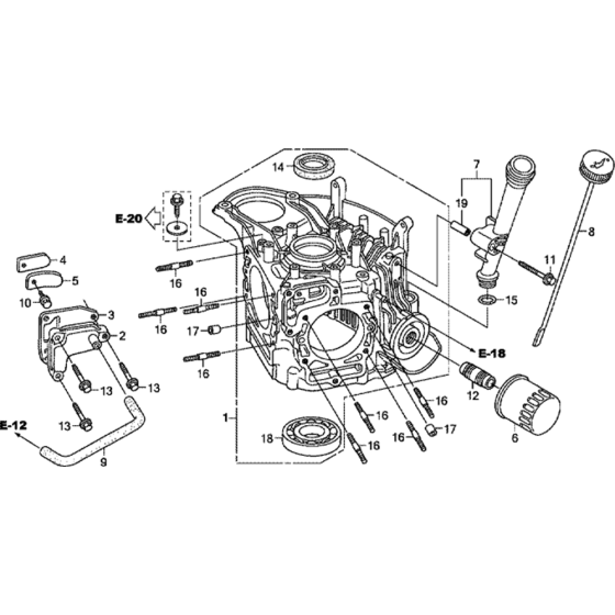 Crankcase Assembly for Honda GCV520U (GJABK) Engines