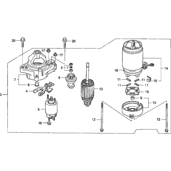 Starter Motor Assembly for Honda GCV520U (GJABK) Engines