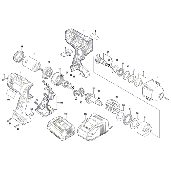 Cordless Impact Wrench Assembly for Bosch GDS 18 V-LI HT