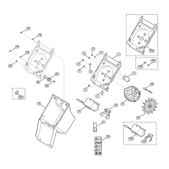 Housing, Electric Motor Assembly for Stihl/ Viking GE 103.1 Electric Shredders