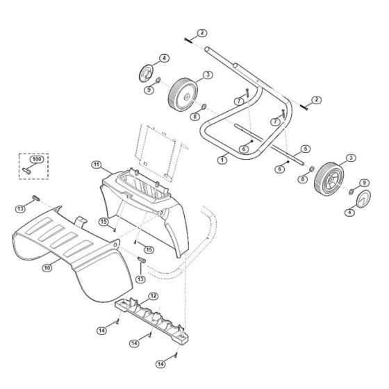 Wheel Carrier Assembly  for Stihl/ Viking GE 105.1 Electric Shredders