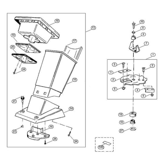 Funnel, Blade Set Assembly  for Stihl/ Viking GE 110 Electric Shredders