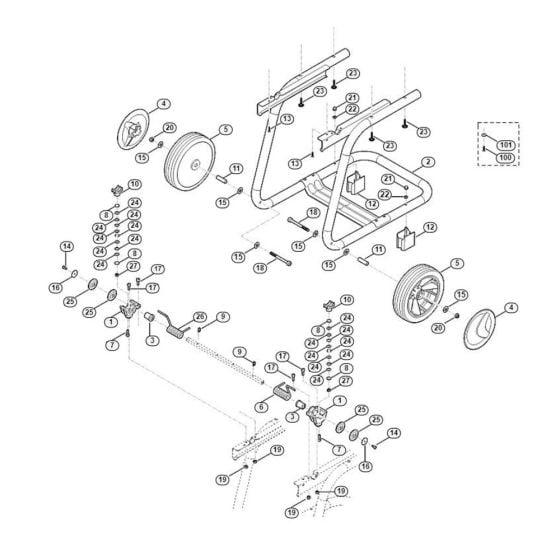 Wheel Carrier Assembly for Stihl/ Viking GE 140.0 L Electric Shredders