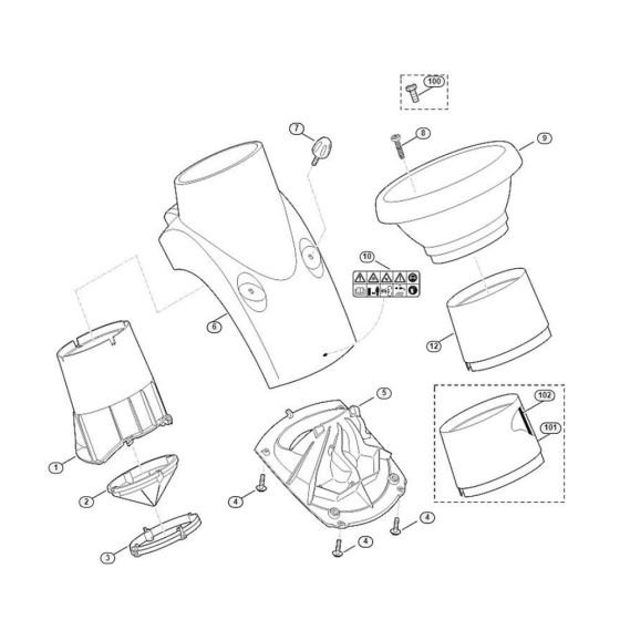 Funnel Assembly  for Stihl/ Viking GE 150 Electric Shredders