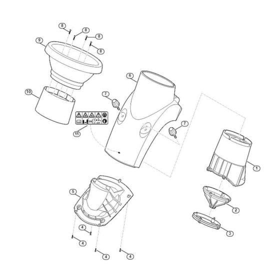 Funnel Assembly for Stihl/ Viking GE 150.1 Electric Shredders