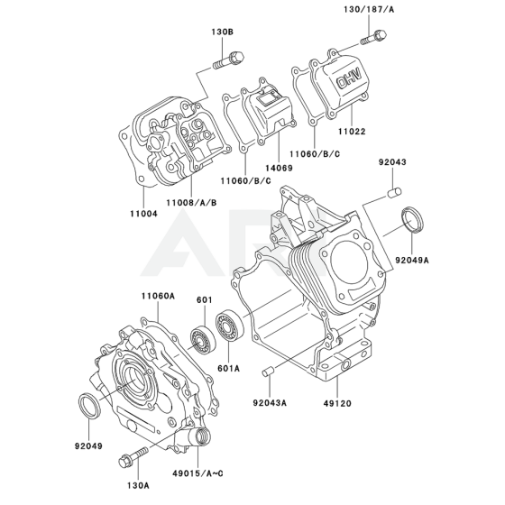 Cylinder / Crankcase for Kawasaki GE2200A Generator