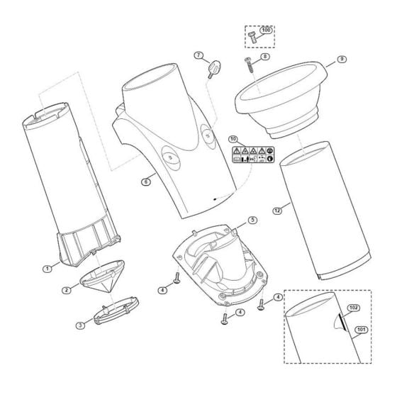 Funnel Assembly  for Stihl/ Viking GE 250 Electric Shredders