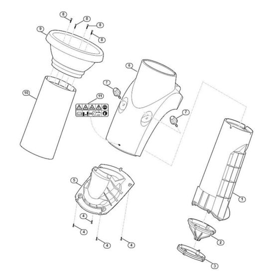 Funnel Assembly for Stihl/ Viking GE 250.1 Electric Shredders