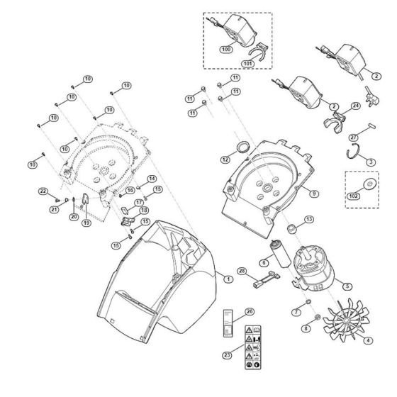 Housing, Electric Motor Assembly  for Stihl/ Viking GE 250.1 S Electric Shredders