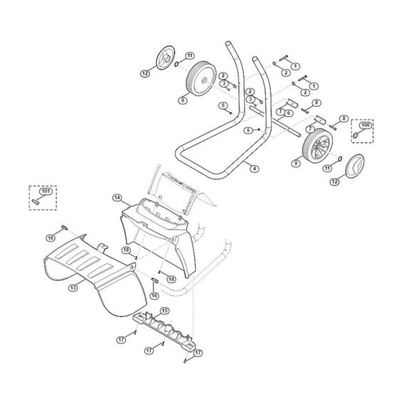 Wheel Carrier Assembly  for Stihl/ Viking GE 250.1 S Electric Shredders