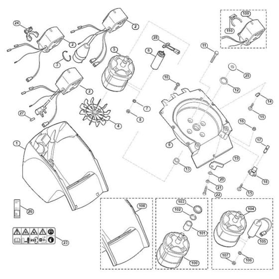 Housing, Electric Motor Assembly  for Stihl/ Viking GE 250 S Electric Shredders