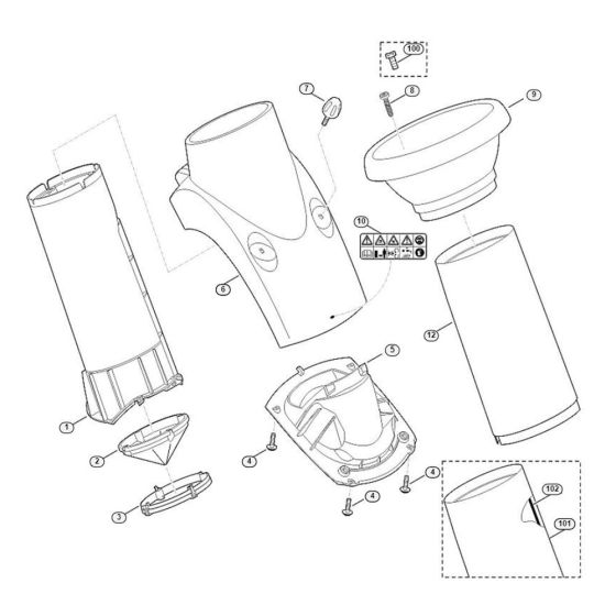 Funnel Assembly  for Stihl/ Viking GE 260 Electric Shredders