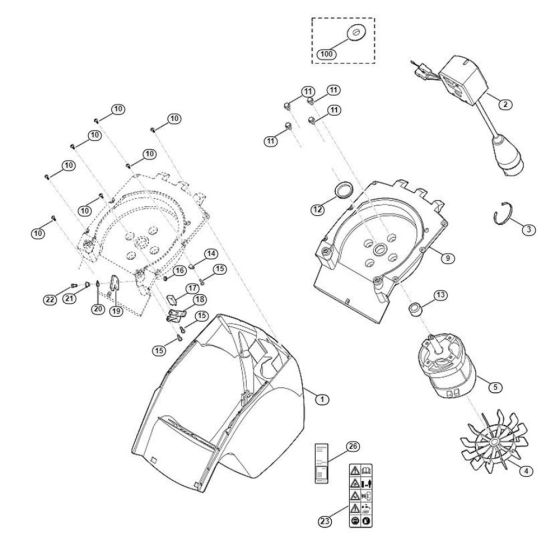 Housing, Electric Motor Assembly for Stihl/ Viking GE 260.1 Electric Shredders