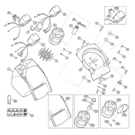 Housing, Electrical Motor Assembly  for Stihl/ Viking GE 260 S Electric Shredders