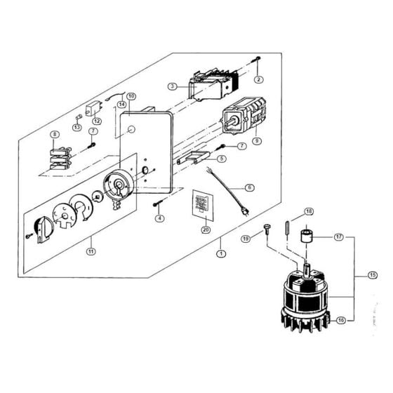 Motor, Switch Assembly for Stihl/ Viking GE 330 Electric Shredders