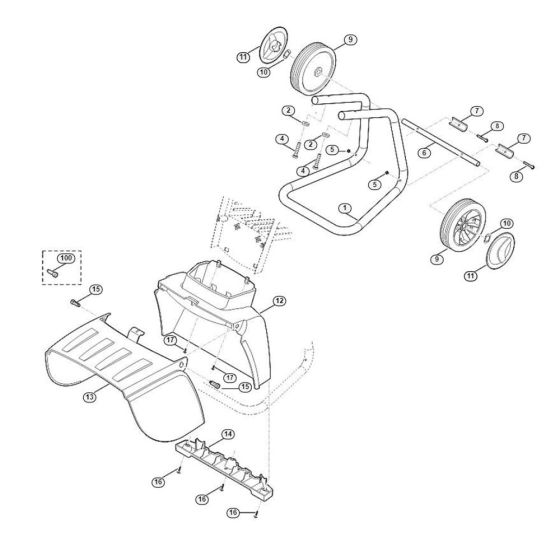 Wheel Carrier Assembly  for Stihl/ Viking GE 35.2 L Electric Shredders