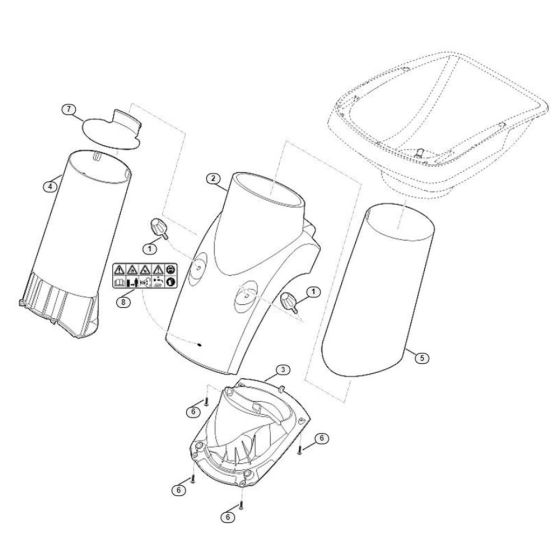 Funnel Lower Part Assembly for Stihl/ Viking GE 355.1 Electric Shredders