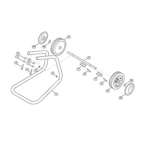 Wheel Carrier Assembly for Stihl/ Viking GE 35 L Electric Shredders