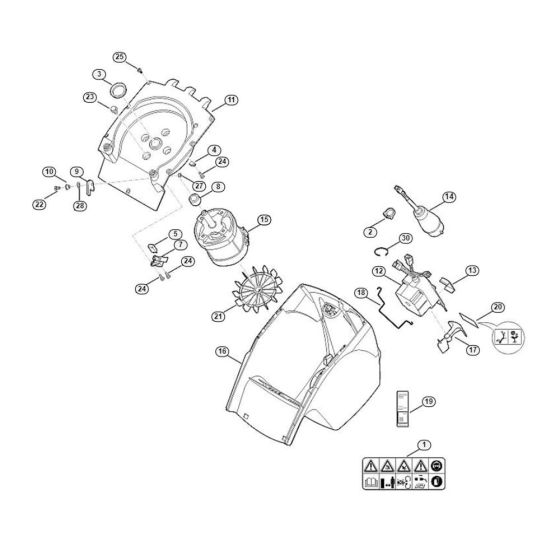 Housing, Electric Motor Assembly  for Stihl/ Viking GE 375.1 Electric Shredders