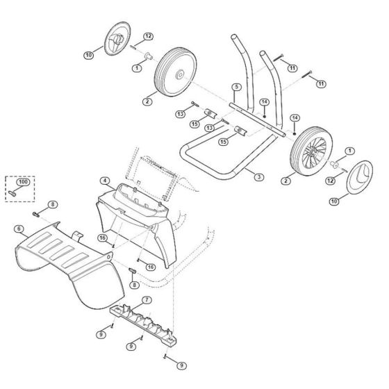 Wheel Carrier Assembly  for Stihl/ Viking GE 375.1 Electric Shredders