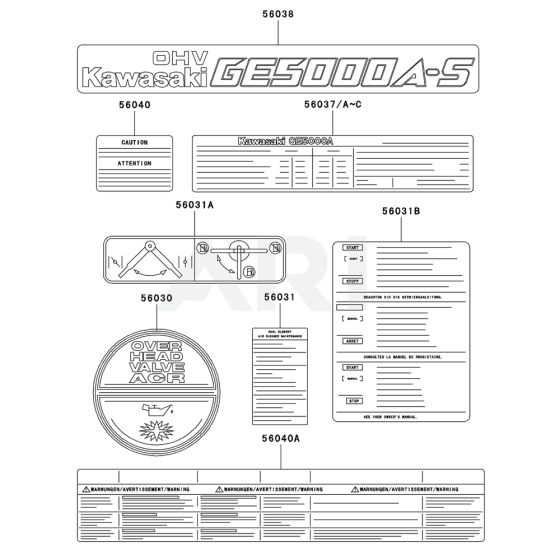 Label for Kawasaki GE5000AS Generator