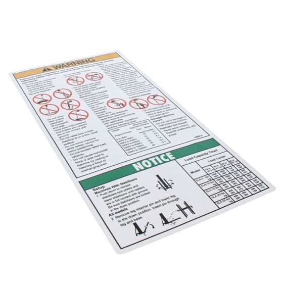 Decal Operating Instructions for Genie SLA Manual Lift - 32686GT