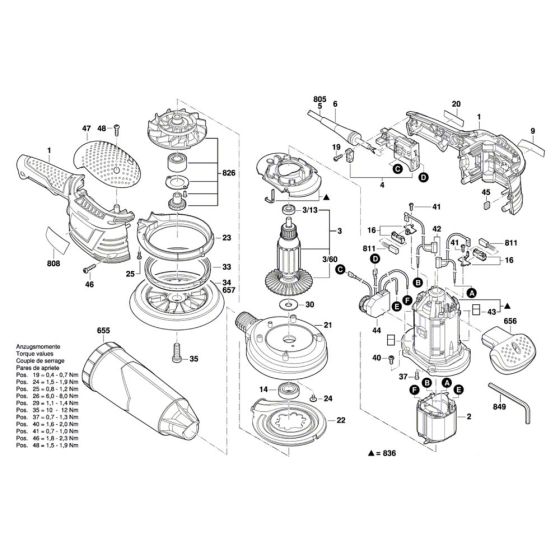 Random orbital sander Assembly for Bosch GEX 125-150 AVE