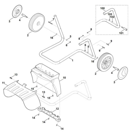 Wheel Carrier for Stihl Shredder