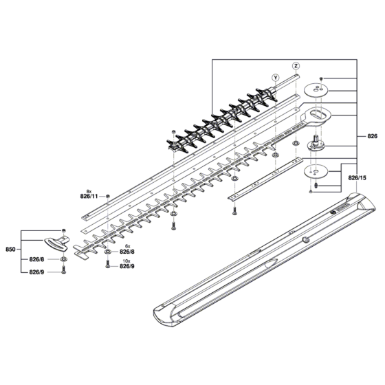 Cordless Hedgecutter Assembly-1 for Bosch GHE 60 R