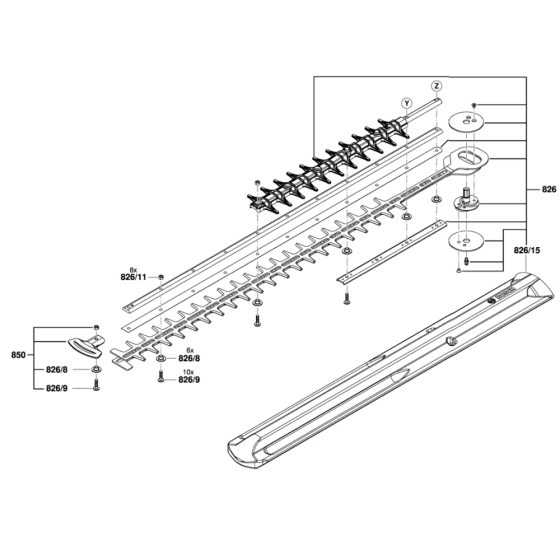 Cordless Hedgecutter Assembly-1 for Bosch GHE 70 R