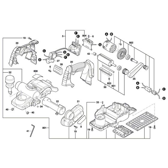 Portable Planer Assembly for Bosch GHO 18 V-LI Diagram 1