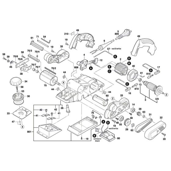 Planer Assembly for Bosch GHO 40-82 C Diagram 1