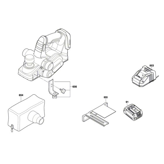 Cordless Portable Planer Assembly-1 for Bosch GHO 18 V-LI