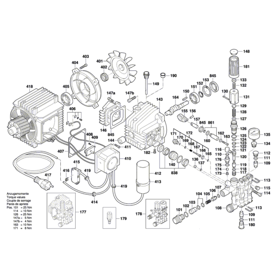 High Pressure Cleaner Assembly for Bosch GHP 5-13 C