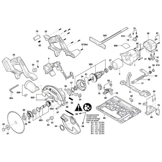 Cordless Circular Saw Assembly for Bosch GKS 18V-57 G