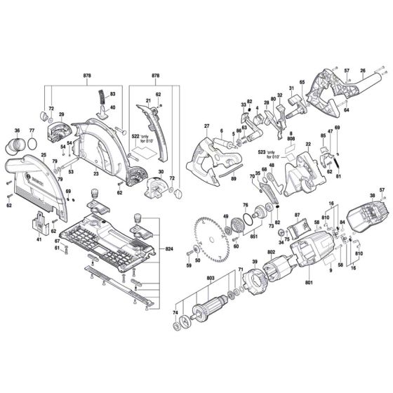 Plunge Saw Assembly for Bosch GKT 55 GCE